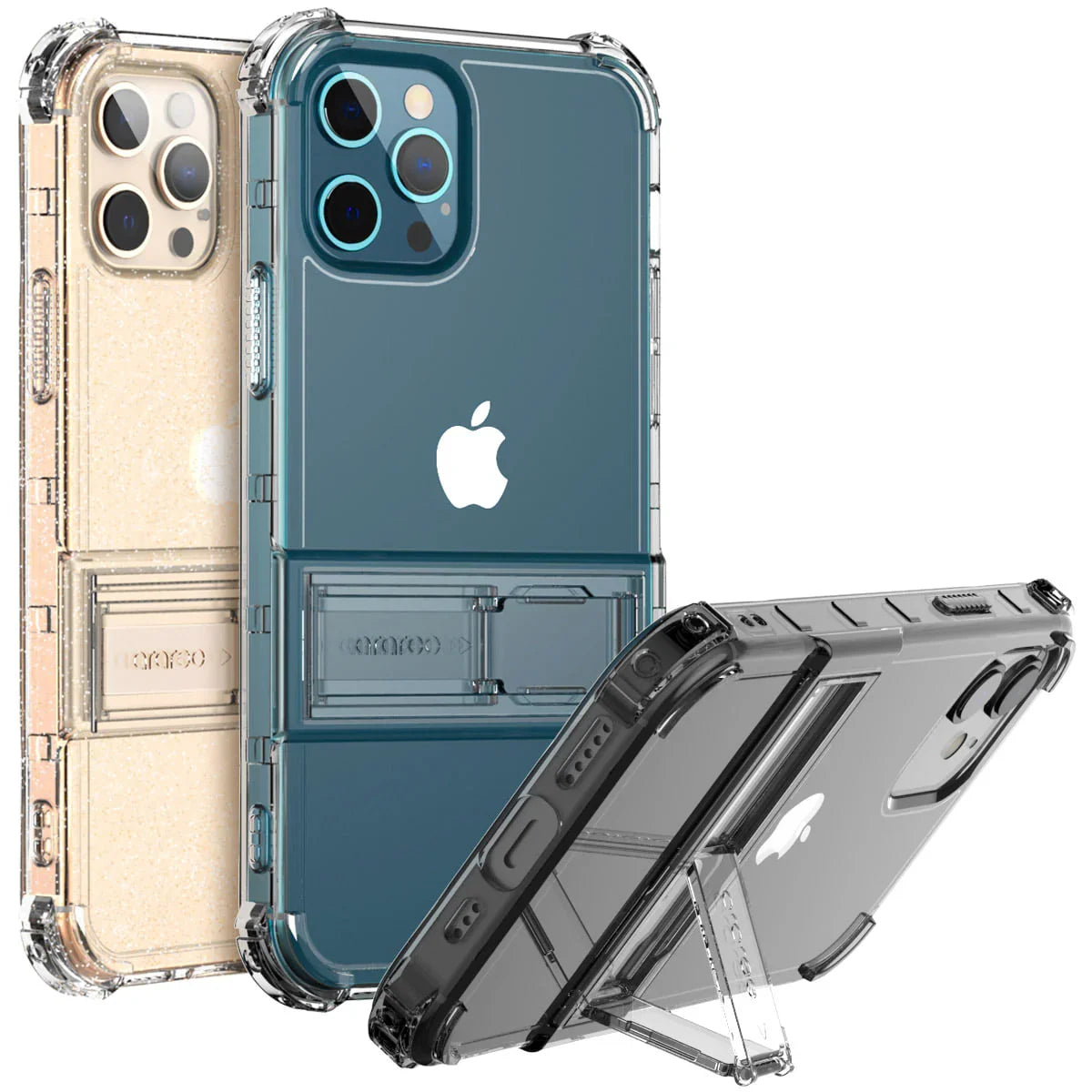 Araree Mach Stand Case For iPhone 12 Pro Max - Glitter Clear - Tashqila Araree Mach Stand Case For iPhone 12 Pro Max - Glitter Clear - Tashqila